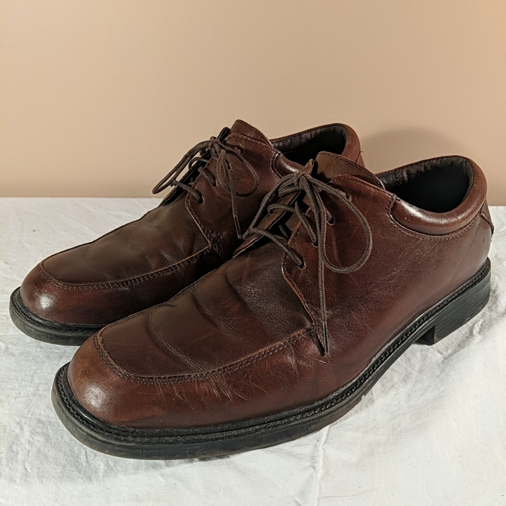 Nunn Bush Brown Leather Men's 8 Dress Shoes Loafers, lace up 83382-02 no insoles